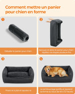 Dog Basket, Pet Bed, Sofa, Linen-Like Fabric, Raised Edges, Non-Slip, Washable Removable Cover, XL Size for Large Dogs - shimendi
