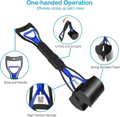 Foldable Long Handle Pet Poop Picker Dog Waste Cleaner Outdoor Poop Scooper Home Cleaning Tool Supplies