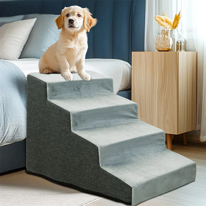 Pet 3/4 Step Stair Dog Cat Ramp Ladder High-Density Foam Sponge Dogs Sofa Removable and Washable Training Pet Ramp Stairs - shimendi
