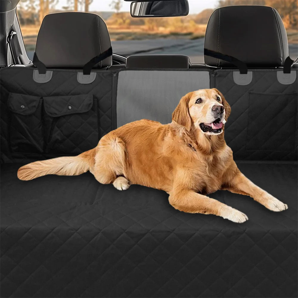 Waterproof Back Seat Extender Dog Car Seat Cover for Back Seat Bed with Mesh Window Storage Pocket Supports 220lbs Dog Hammock