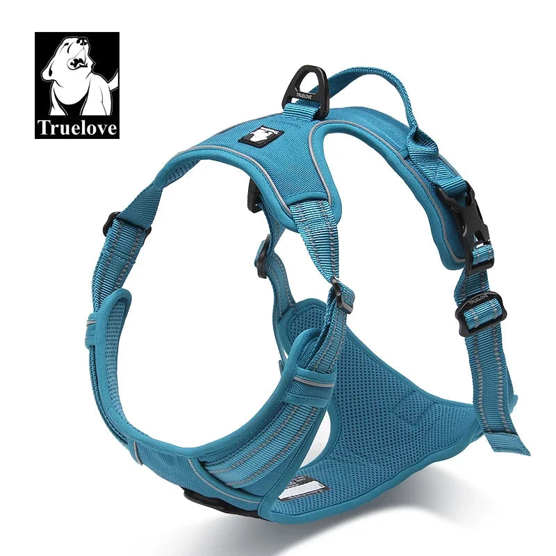 Truelove Pet Harness Reflective Nylon Large Pet Dog Harness All Weather Padded Adjustable Safety Vehicular Leads for Dog TLH5651
