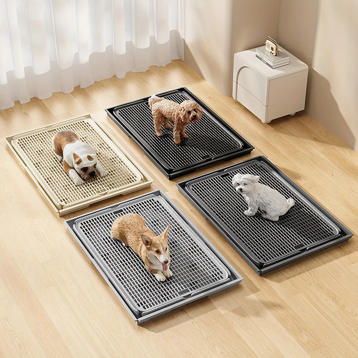 KEMORELA 2-in-1 Dog Potty Tray And Cat Litter Mat Non-Slip Waterproof Soft Paw-Friendly Grid Pattern for Easy Cleaning