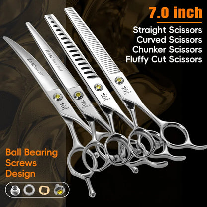 Fenice High-grade JP440C Alloy Steel 7.0/7.5 inch Pet Grooming Scissors Dog Hair Cutting Shears Tool for Pet Groomer Beautician
