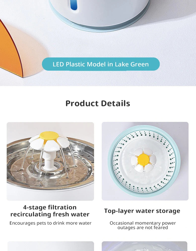 New 3.2L Stainless Steel Cat Water Fountain, USB Auto Smart Pet Drinking Fountain with Visual Water Window, Silent Pump for Cats