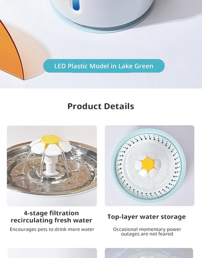 New 3.2L Stainless Steel Cat Water Fountain, USB Auto Smart Pet Drinking Fountain with Visual Water Window, Silent Pump for Cats