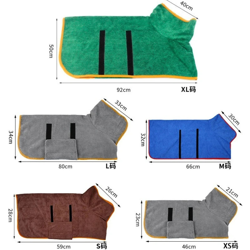 New Dog Bath Towel  Pet Absorbent Bathrobe Size Dog Cleaning Full Body Wrapping Cat Bath Towel