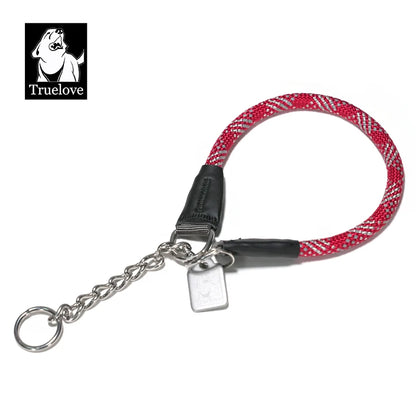 Truelove Pet P-Chain Nylon Dog Collar Stainless Steel Chain Pull-resistant Reflective Decorative Explosion-proof Walking TLC5373