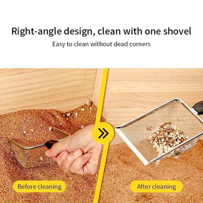 Cat Litter Scoop Fine Hole Stainless Steel Small Hole Cat Poop Shovel Tool Metal Dog Scoop Cleaning Brush AntiRust Litter Shovel