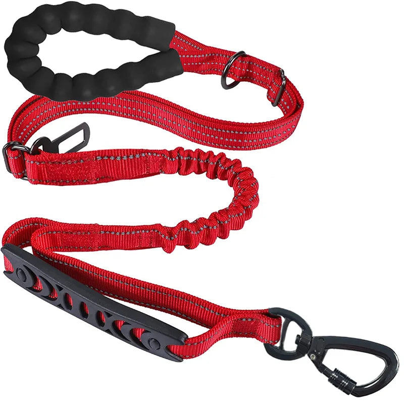 Reflective Shock Absorbing Pet Leashes with Car Seatbelt，Medium and Large Dog Tactical Safety Leash，Explosion-proof Dog Leash