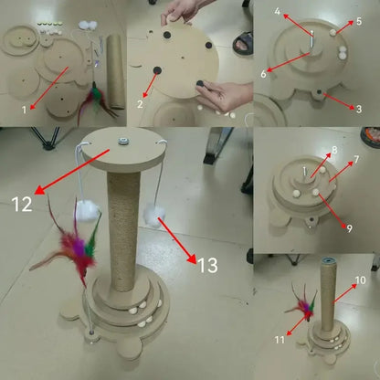 Pet Cat Toy Cat Turntable Funny Cat Stick Balls Durable Sisal Scratching Board Cat Supplies Cat Grab Column Pet Product