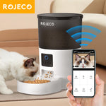 ROJECO Automatic Cat Feeder With Camera Video Cat Food Dispenser Pet Smart Voice Recorder Remote Control Auto Feeder For Cat Dog - shimendi