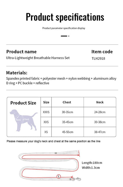 Truelove Pet Harness and Leash Set Ultra-Lightweight Breathable High Quality Nylon Mesh Reflective Night Training Dog TLH2918