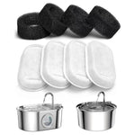 Cat water foundation 108oz/3.2L stainless steel cat drinking fountain 4 carbon filters+4 foam filters replaceable filters - shimendi