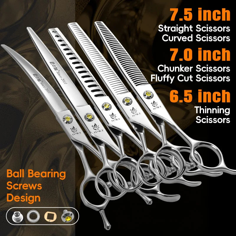 Fenice High-grade JP440C Alloy Steel 7.0/7.5 inch Pet Grooming Scissors Dog Hair Cutting Shears Tool for Pet Groomer Beautician
