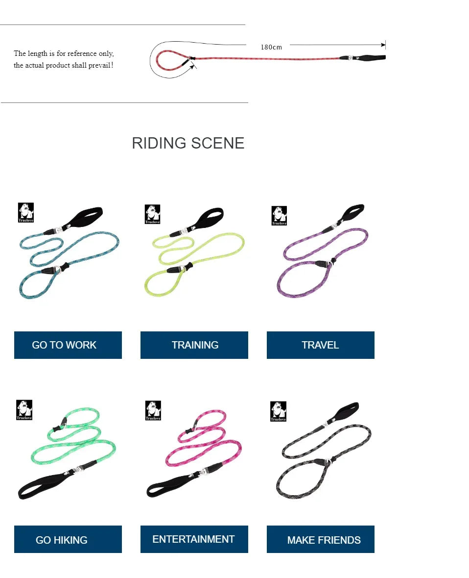 Truelove Pet Training Leash and Collar Durable Slip Lead Dog Leash Heavy Duty Comfortable Strong Rope Leash No Pull Pet TLL2575