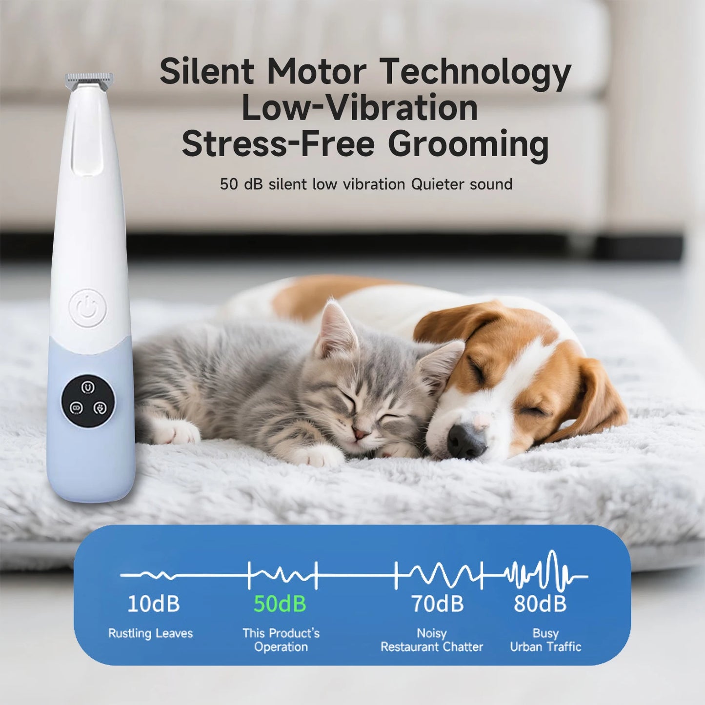 Pet care Trimmer Set-Low Noise dogs & Cats Trimmer, Wireless, LED & Waterproof