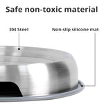 304 Stainless Steel Cat Dog Pet Bowl Non Slip Durable Anti Overthrow Shallow Mouth Design Not Black Chin Grain Basin - shimendi