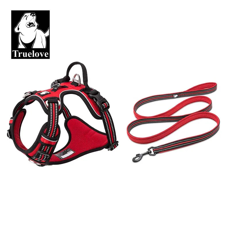 Truelove Pet Harness+Pet Leash Set Rope 110cm/200cm All-in-one Reflective Dog Harness No Pull Adjustable Buckles Dropshipping - shimendi