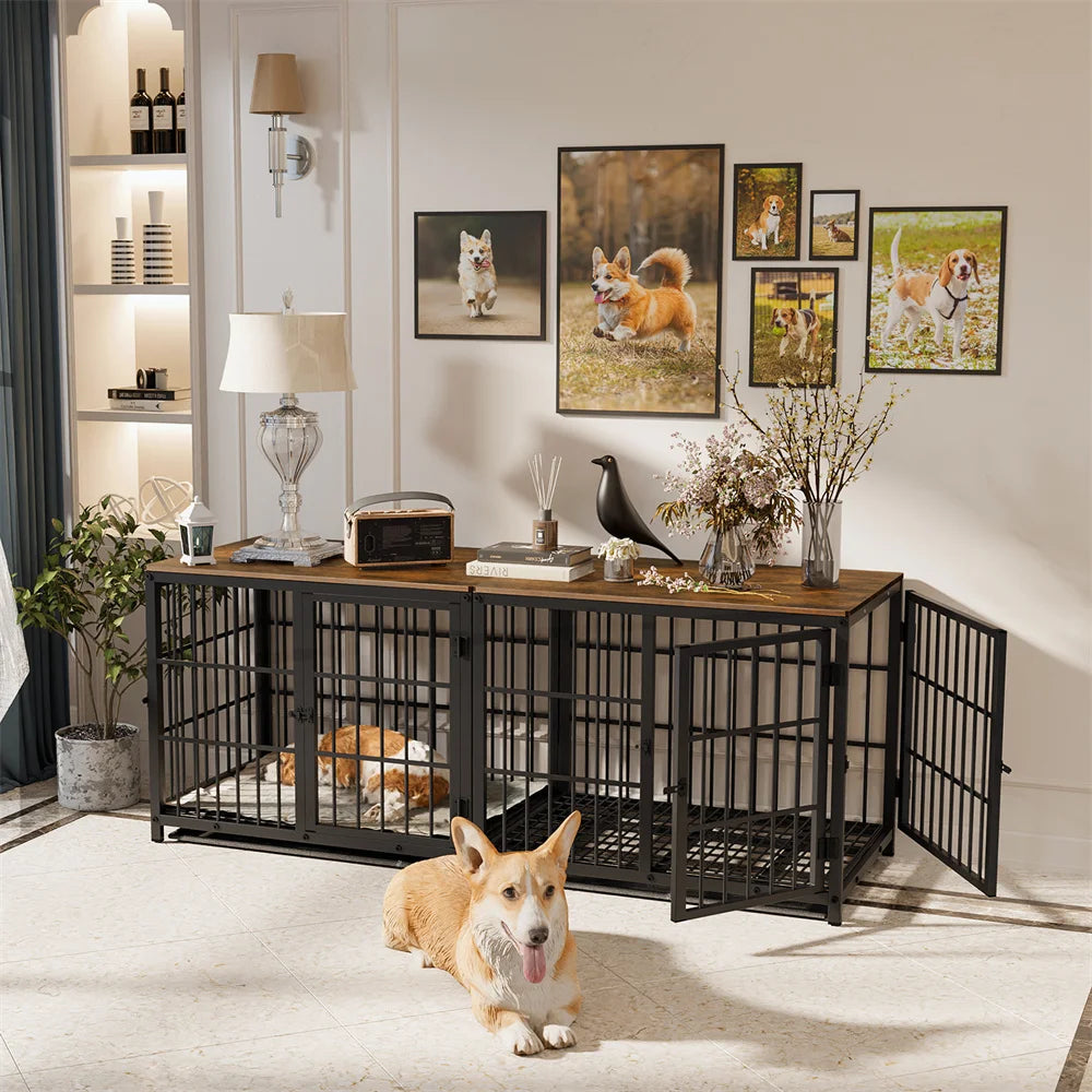 Large Wooden Dog Crate Indoor Furniture Style Elevated Pet