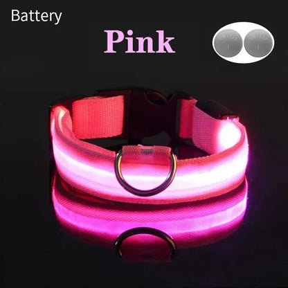 USB Charging LED Dog Collar Anti-lost Safety Night Light Luminous Dogs Necklace Adjustable Nylon Pet Glowing Collars Supplies