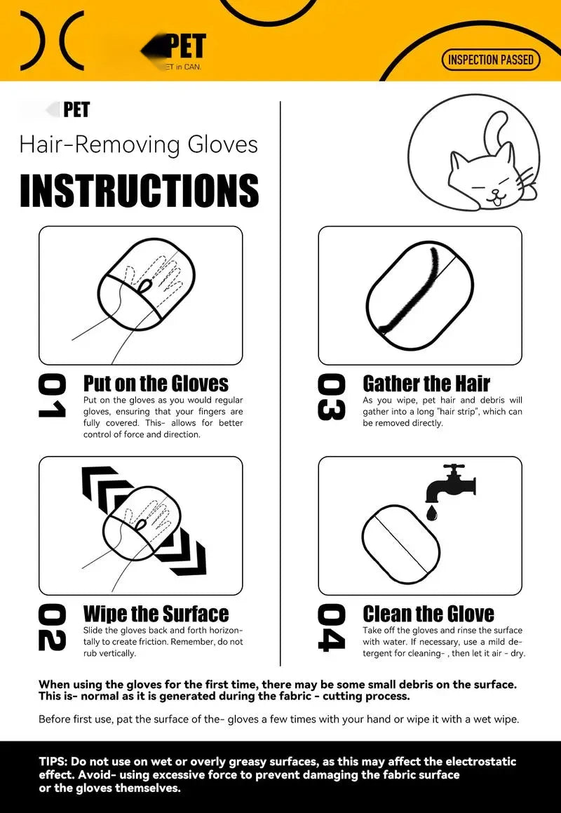 Animal hair glove Electrostatic gloves Two-way brush pet hair removal glove for cats dogs clothes furniture  electrostatic
