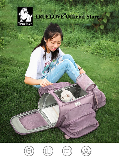 Truelove Nylon Oxford Large Space Comfortable Travel Foldable Hook Pet Carrier Bag Portable Puppy Cat Carrier Backpack TLX4971