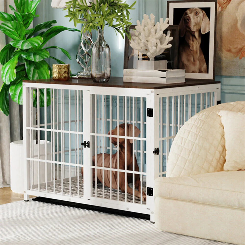 Large Wooden Dog Crate Indoor Furniture Style Elevated Pet