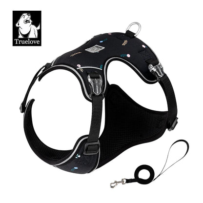 Truelove Pet Harness and Leash Set Ultra-Lightweight Breathable High Quality Nylon Mesh Reflective Night Training Dog TLH2918