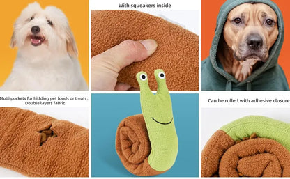 Dog Squeak Toys Pet Sniffing Plush Snails Toys Tibetan Food Molar Puzzle Dog Toys For Grinding Teeth Food Olfactory Training