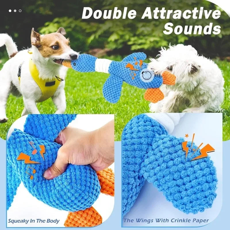 New blue goose dog toy cat toy pet toy double color goose tough bite chew plush sound toy plush toy pet supplies