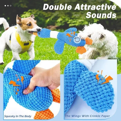 New blue goose dog toy cat toy pet toy double color goose tough bite chew plush sound toy plush toy pet supplies