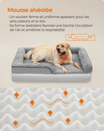 Dog Bed, Orthopedic Pet Bed, Foam, Padded Raised Edges, Removable Plush Fabric Cover with Rose Pattern, 122 x 89 x 18 cm - shimendi