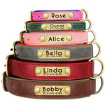 Customized PU Leather Nameplate Dog Collar Soft Padded Dogs Collars Free Engraving Name for Small Medium Large Dogs Adjustable - shimendi