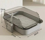 Semi-Enclosed Cat Litter Box Splashproof Kitten Toilet Tray Pet Cleaning Basin with High Sides for Indoor Use - shimendi