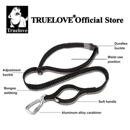 Truelove Pet Running Bungee Leash Hands Free Dog Leash Medium Large Dogs Professiona Carabiner Reflective Stitches NEW TLL2271