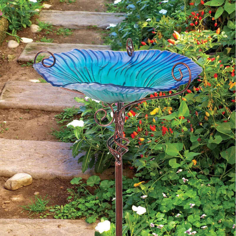 Large Outdoor Glass Bird Bath Garden Feeding Bowls Water Bath Spa Table Balcony shimendi Sécurité et Confort pour Chien chat| Shimendi