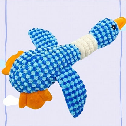 New blue goose dog toy cat toy pet toy double color goose tough bite chew plush sound toy plush toy pet supplies
