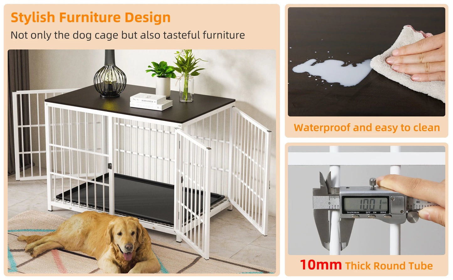Large Wooden Dog Crate Indoor Furniture Style Elevated Pet
