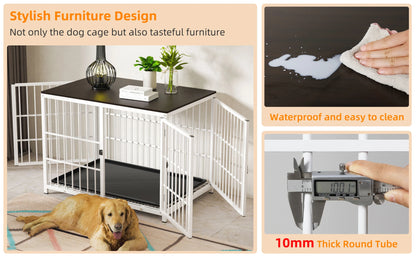 Large Wooden Dog Crate Indoor Furniture Style Elevated Pet