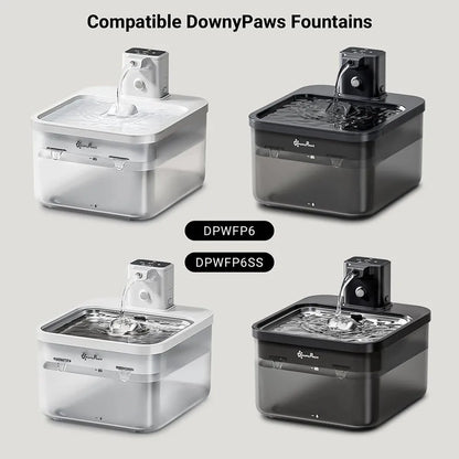 DownyPaws Activated Carbon Filter Cartridge Replacement for Cat Drinking Fountain WFP6, 6/12 Pcs Pack