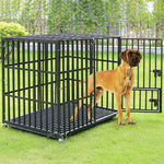 XXL Large Heavy Duty Dog Crate Strong Pet Cage Tear Resistant Square Tube Metal Kennel Playpen with Lockable Wheels and Tray shimendi Sécurité et Confort pour Chien chat| Shimendi