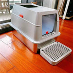 4-Style Cat Litter Box with Lid Large Kitty Litter Box Enclosed with High Sided Enclosure Scoop Non-Sticky - shimendi