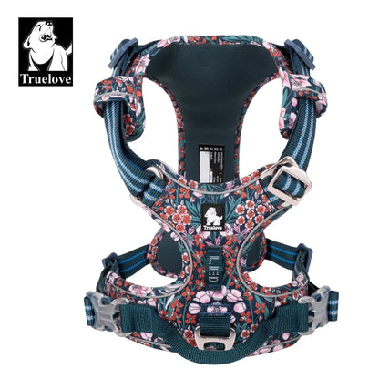 Truelove Pet Harness Floral No Pull Cotton Fabric Breathable and Reflective Soft Cats Dogs Small Medium Walking Running TLH5655
