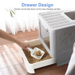 Easy Cleaning Cat Litter Box Large Cat Pan Drawer Anti-Splashing Cat Potty Toilet Tray with Scoop - shimendi