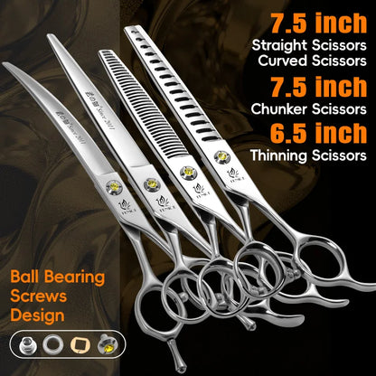 Fenice High-grade JP440C Alloy Steel 7.0/7.5 inch Pet Grooming Scissors Dog Hair Cutting Shears Tool for Pet Groomer Beautician