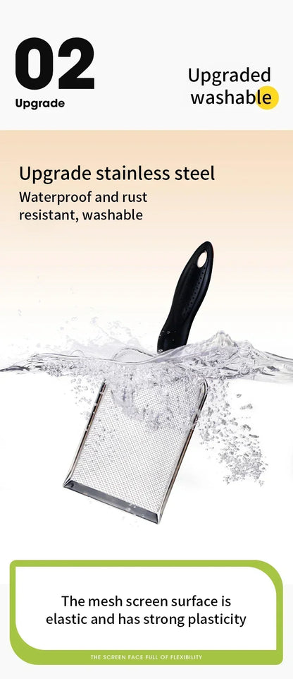 Cat Litter Scoop Fine Hole Stainless Steel Small Hole Cat Poop Shovel Tool Metal Dog Scoop Cleaning Brush AntiRust Litter Shovel