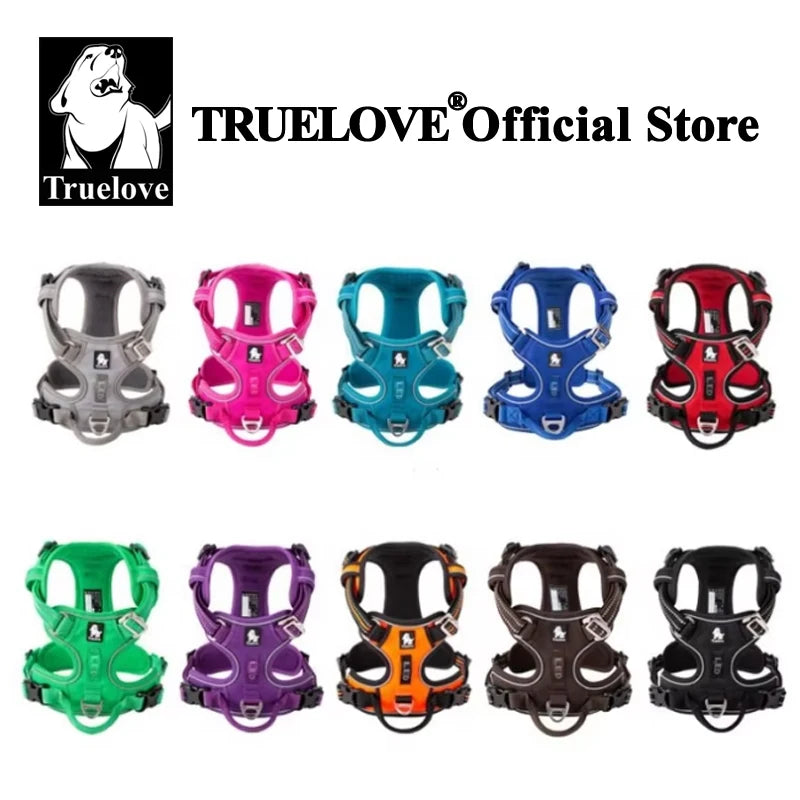 Truelove Pet harness Fashionable Nylon Durable Dog Harness Reflective Breathable Padded Training Vest Luxury Pet Accessories - shimendi