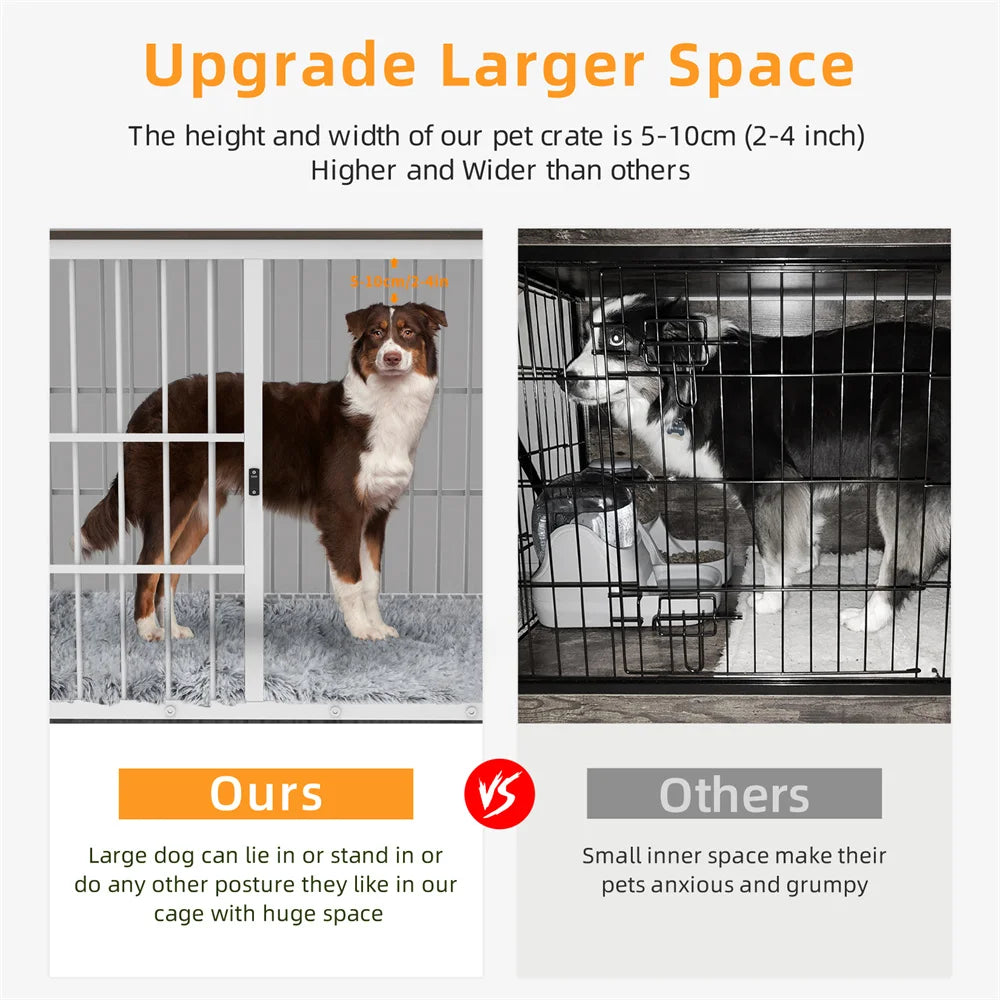 Large Wooden Dog Crate Indoor Furniture Style Elevated Pet