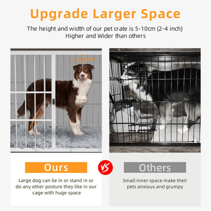 Large Wooden Dog Crate Indoor Furniture Style Elevated Pet