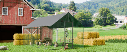 Heavy Duty Upgrade Outdoor Chicken Coop Large Metal Chicken Run Walkin Poultry Habitat Chicken Poultry Cage w/ Waterproof Cover